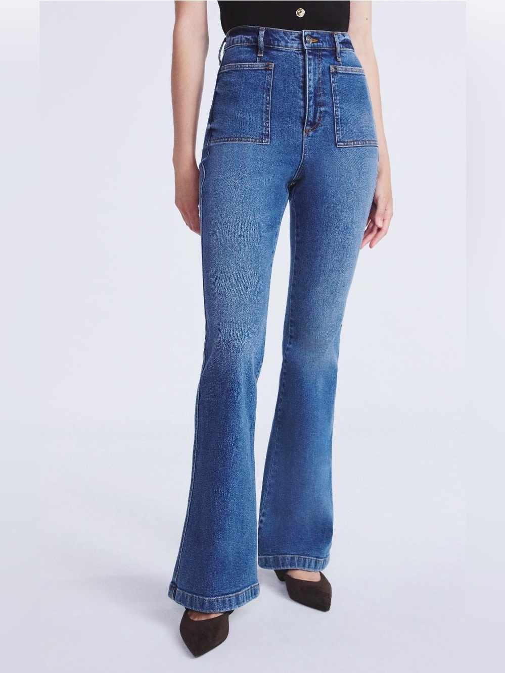 Scoop Women’s High Rise Denim Trousers w/ Patch Pockets